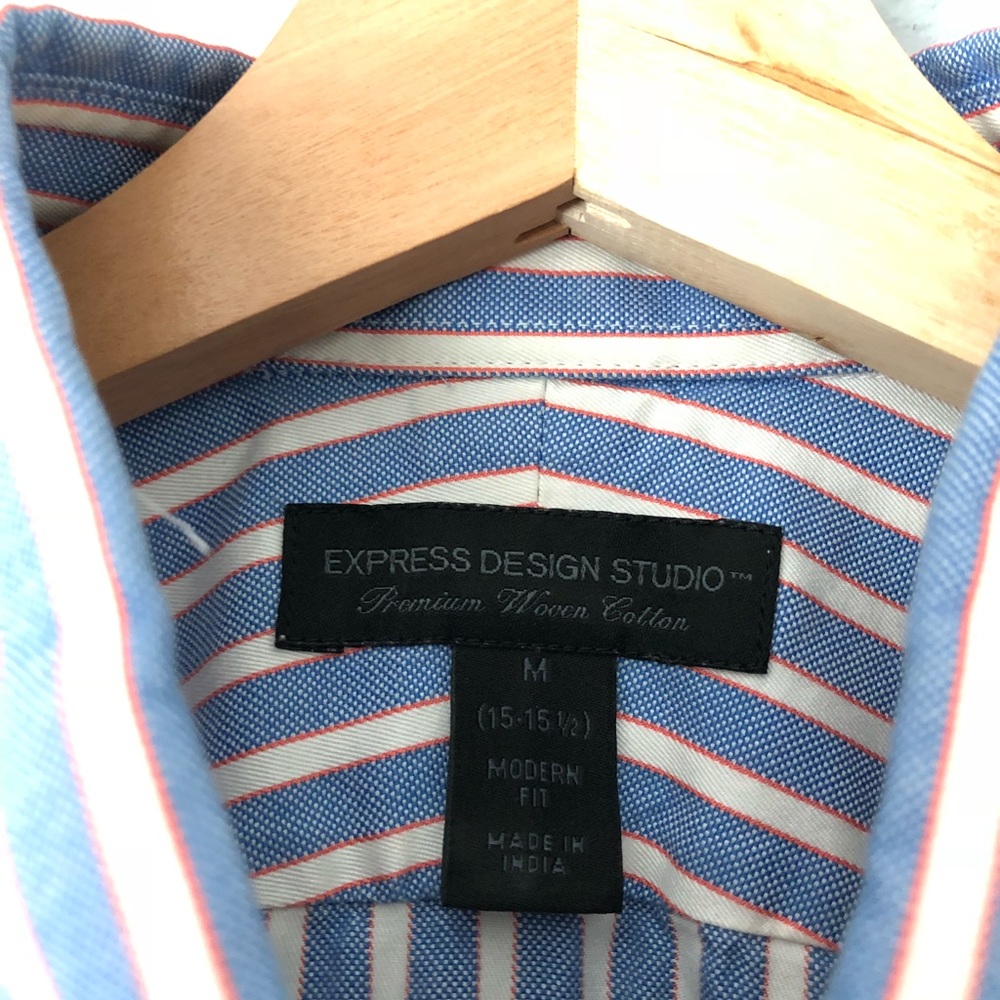 Express Design Studio Pinstriped Button Up Top - image 3